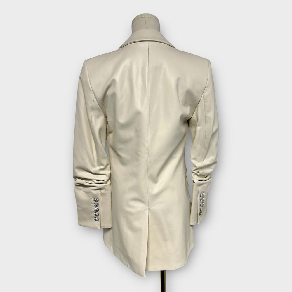 Veronica Beard Beacon Dickey Jacket Faux Leather Ecru Size 0 NWT - Picture 3 of 12